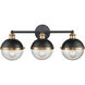 Ellmira 3 Light 24 inch Matte Black/Aged Brass Bathroom Vanity Light Wall Light